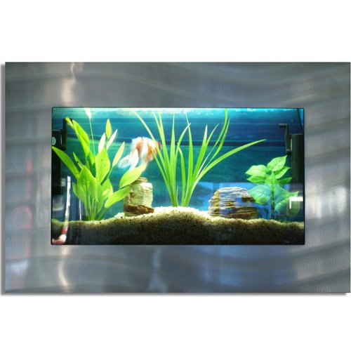 Wandaquarium 870x580x110mm, Komplett XXL Zubehör Set Nano Aquarium Pumpe IPX8 Norm Leuchte uvm