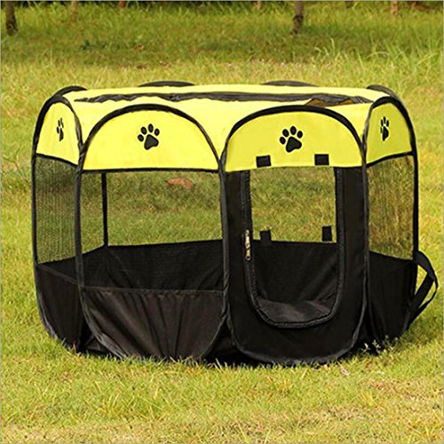LDD Pet Supplies Outdoor Zelt Hund Käfig Katze Käfig Haustier Zaun abnehmbar (M / L) , yellow , l