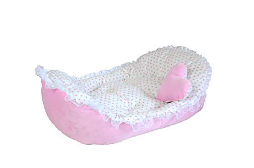 WenL Pet Warm Spitze-Prinzessin Bed Stoff Bett Soft-Nest-Hundebett,Pink