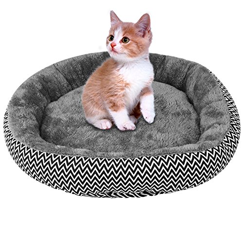 petacc Haustierbett, rund, langlebig Pet Tief Cuddler bequeme Hund Schlafen Kissen, geeignet für kleiner Hunde und Katzen, 45,7 cm Durchmesser, grau