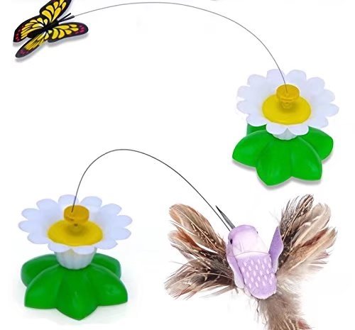 Béscita elektrisches drehbares interaktives Katzenspielzeug lustiges Schmetterling wechselwirkendes Spielzeug für Katze und Kätzchen