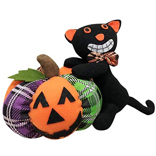 Halloween Hexe Kürbis Puppen Halloween Dekofiguren Plüschspielzeug Halloween Ständigen Schwarze Katzes Puppen Geschenk
