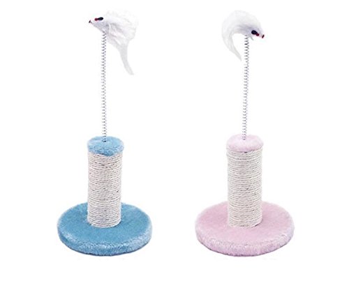 Lustiges Schaber Natürliche Sisal rasguña der Wegeleuchte WEGELEUCHTE High Qualität der Plüsch-Spielzeug für Katzen Kätzchen Zwei Farben mit Falsch Maus (blau)