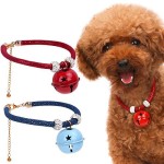 Pawaboo-Hundehalsband-mit-Bell-Set-2Stck-Einstellbar-Haustier-Hunde-Halsband-halskette-Weihnachten-Glocken-Halskrause-mit-fr-Welpen-Katze-Rot-Blau-S-Fr-25cm-30cm-0