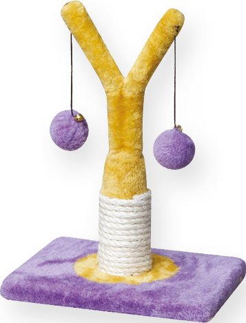 PeSoBo Kratzbaum lila gelb Katzenspielzeug Angel Kratzspielzeug Katzen Spielzeug mini Kratzbaum