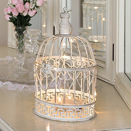Vogel Käfig Antik mit feiner Lichterkette, 26cm, von Festive Lights