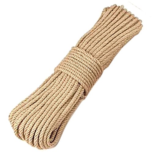 50M 6mm Hanfseil Jute Seil Sisalseil Jutekordel Sisal Twine Seil Natürliche JuteSchnur 4-lagig Jute Kordel Dickes Seil - 6mm HandlaufseilHochzeit Dekoration Home Dekoration Garten Haustiere Klettern Seil Tauziehen Katzenbaum