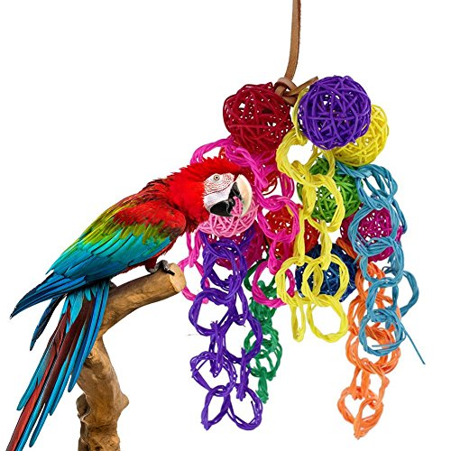 Papagei spielzeug Kauspielzeug für Papageie Kauen Spielzeug Aus Bunter Sepak takraw Lederseilkreis spielt für Papageien, Sittiche, Aras, Graupapageien