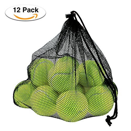 Philonext 12 Pack Tennisbälle mit Mesh Tragetasche, Tennisbälle Fort Tournament, Tennis practice ball mit Mesh Tragetasche, ideal für Tennis-Unterricht, Praxis, Wurfmaschinen und spielen mit Haustieren