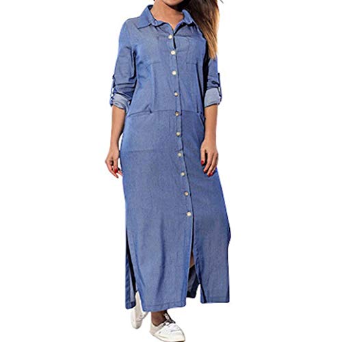 ZEZKT-Mode Denim Solid Casual Blusenkleid | Beiläufige Jeanskleid | Freizeit Jerseykleid | Gestickte V-Ausschnitt Reizvolles Etuikleider Festliches Tank Tops Shirt