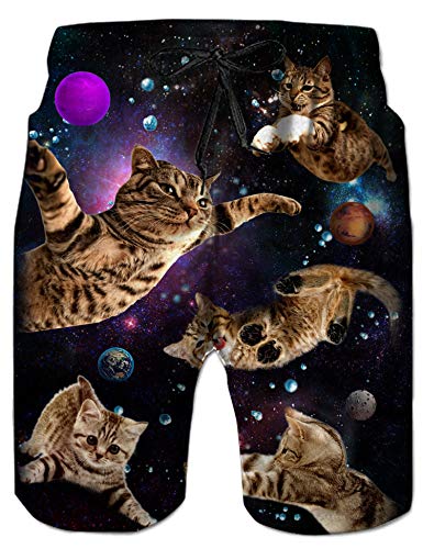 NEWISTAR Badehose für Herren Jungen Badeshorts für Männer Schnelltrocknend Schwimmhose Beachshorts Boardshorts Strand Shorts Trainingshose mit Mesh-Futter-M-Katzen