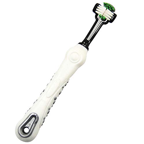 NaiCasy Pet Zahnbürste dreigliedrig Lange Voll Zähne Bürste Hundezahnpflege Reinigung Tatar bequemen Haustier Zahnbürste weiß, kleinen Tierbedarf Reinigungs