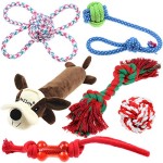 Well-Love-Hundespielzeug-Set-Kauspielzeug-100-natrliches-Baumwollseil-Quietschspielzeug-Hundeblle-Hundeknochen-Plsch-Hundespielzeug-Hundeseile-6er-Pack-0
