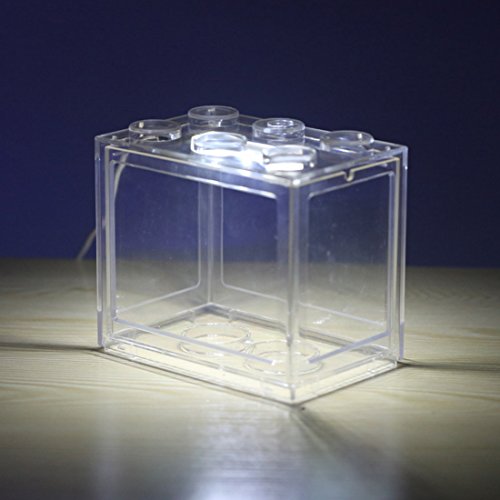 Jo332Bertram Aquarium-Komplett-Set USB Mini Aquarium Fischbecken mit LED für Büro Desktop Hause Dekoration, Transparent