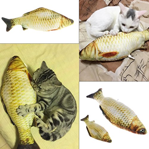 KatzenSpielzeug,Dairyshop Lustige Gras Karpfen Haustier Katze Kätzchen Fisch Form Interaktive Katzen Kauen Spielzeug, PP Baumwolle + Plüsch + Katze Minze, 7.88inch