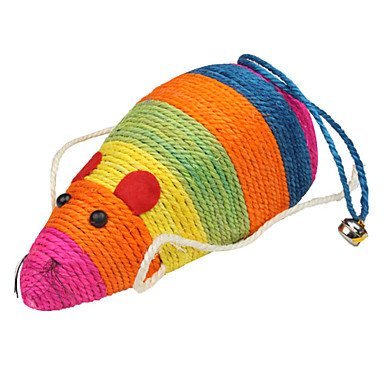 Flyyfree Bunte, große Sisal-Kratz-Maus Spielzeug für Katzen