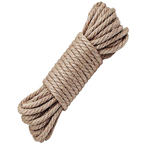Hanfseil,Jute Seil,Natürliche Hanfschnur Seile - AULINK 6mm Dicke und starke Jutekordel Schärpe, Camping Seil, Garten, Bootfahren, Tauziehen, Haustiere, Kletterseil, Mehrzweck Utility Hanf Twine Seil 40m/128ft