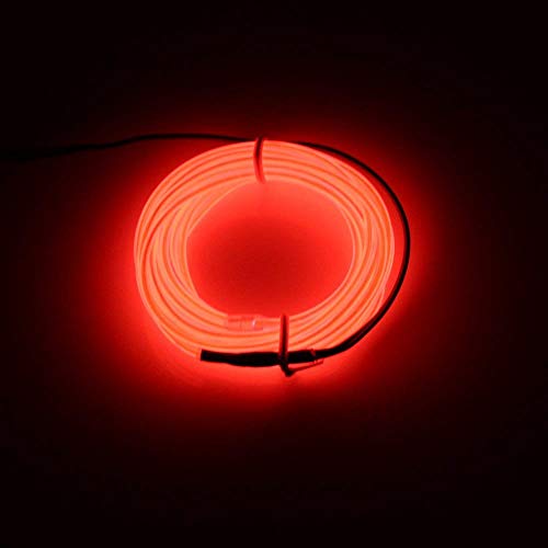 Lerway ® Rot, 5 M Kabel, EL Wire Neon Leuchtet Tron Electroluminescent Beleuchtung Licht mit Batterie Box, Weihnachten, Nacht Party,Rave Haus Garten Auto