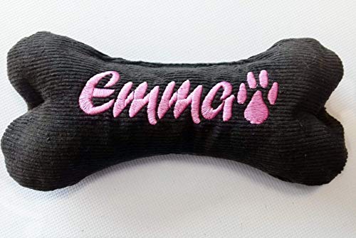 Hunde Spielzeug Knochen 19 cm 2 Quietscher mit Namen bestickt Geschenk
